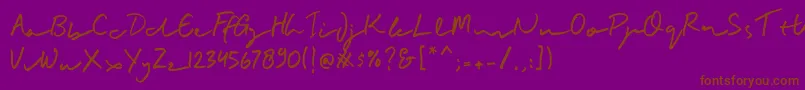 BuadlySignature-Schriftart – Braune Schriften auf violettem Hintergrund