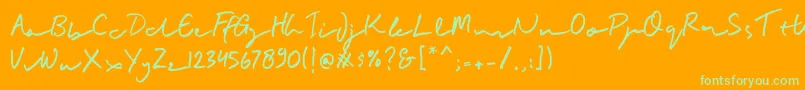 BuadlySignature-Schriftart – Grüne Schriften auf orangefarbenem Hintergrund