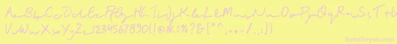 BuadlySignature Font – Pink Fonts on Yellow Background