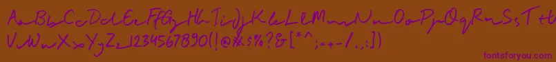 BuadlySignature Font – Purple Fonts on Brown Background