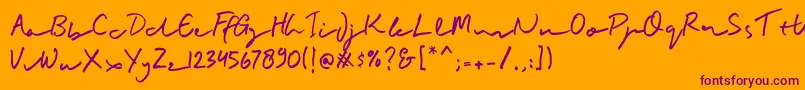 BuadlySignature-fontti – violetit fontit oranssilla taustalla