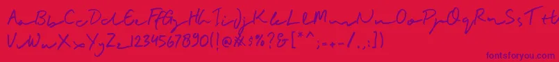 BuadlySignature-Schriftart – Violette Schriften auf rotem Hintergrund