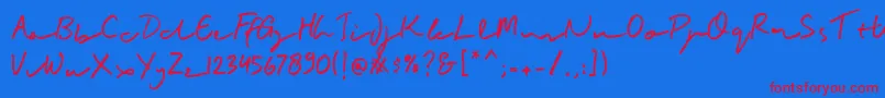 BuadlySignature Font – Red Fonts on Blue Background