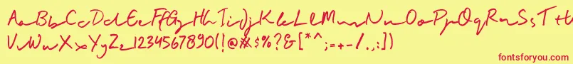 BuadlySignature Font – Red Fonts on Yellow Background