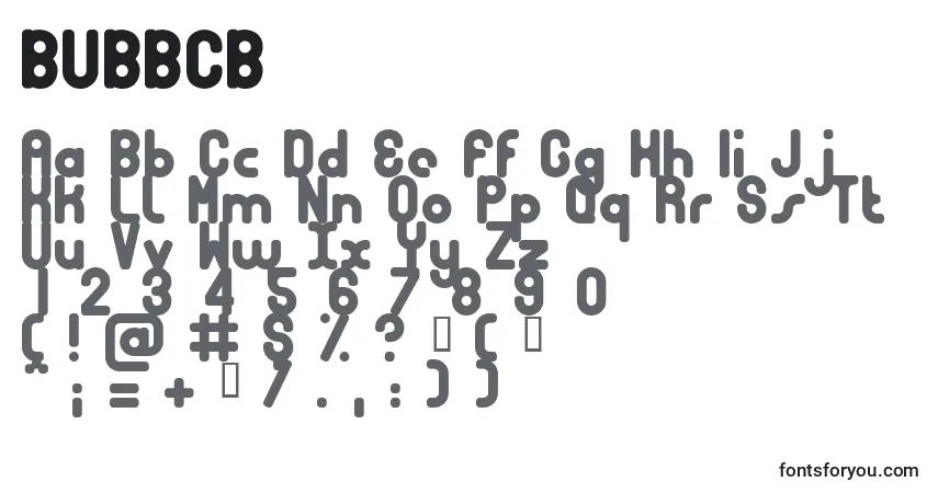 A fonte BUBBCB   (122350) – alfabeto, números, caracteres especiais