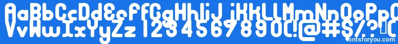 BUBBCB  -Schriftart – Weiße Schriften auf blauem Hintergrund