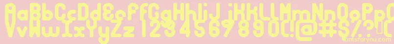 BUBBCB  -fontti – keltaiset fontit vaaleanpunaisella taustalla