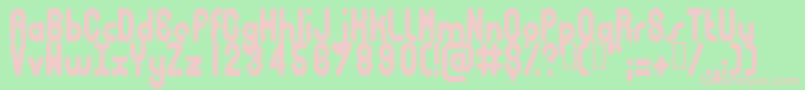 BUBBCC  -fontti – vaaleanpunaiset fontit vihreällä taustalla
