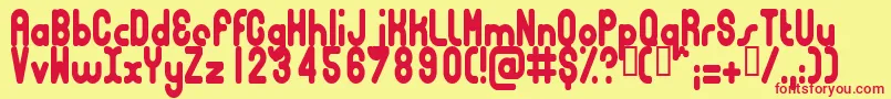 BUBBCC  -fontti – punaiset fontit keltaisella taustalla