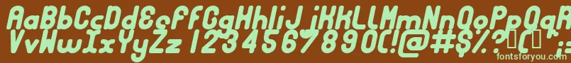 フォントBUBBCI   – 緑色の文字が茶色の背景にあります。