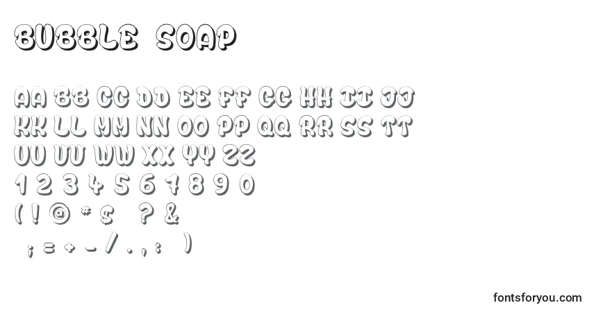A fonte Bubble  soap – alfabeto, números, caracteres especiais