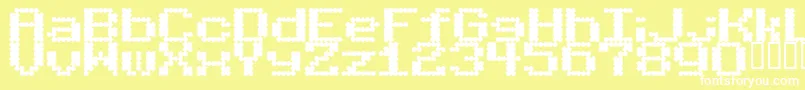 BubbleBath-Schriftart – Weiße Schriften auf gelbem Hintergrund