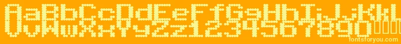 BubbleBath-Schriftart – Gelbe Schriften auf orangefarbenem Hintergrund