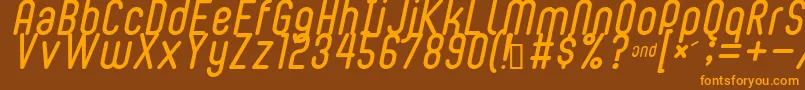 フォントBUBBLEBOY2 – オレンジ色の文字が茶色の背景にあります。
