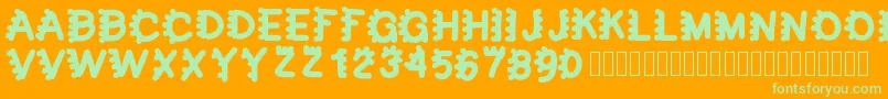 Fonte bubblefont – fontes verdes em um fundo laranja