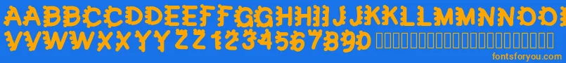bubblefont-Schriftart – Orangefarbene Schriften auf blauem Hintergrund