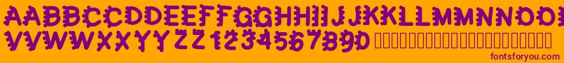 bubblefont-Schriftart – Violette Schriften auf orangefarbenem Hintergrund