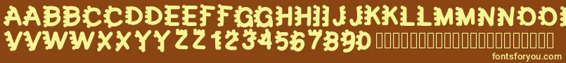 フォントbubblefont – 黄色のフォント、茶色の背景