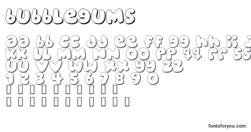 BUBBLEGUMS (122357)-fontti – aakkoset, numerot, erikoismerkit