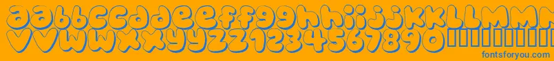 Lisätietoja BUBBLEGUMS-fontista BUBBLEGUMS-fontti – siniset fontit oranssilla taustalla