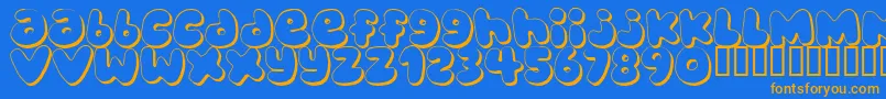 BUBBLEGUMS-Schriftart – Orangefarbene Schriften auf blauem Hintergrund