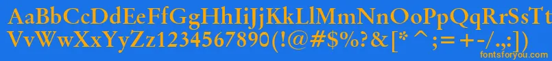 フォントBaramondBold – オレンジ色の文字が青い背景にあります。