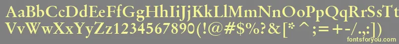 BaramondBold-fontti – keltaiset fontit harmaalla taustalla