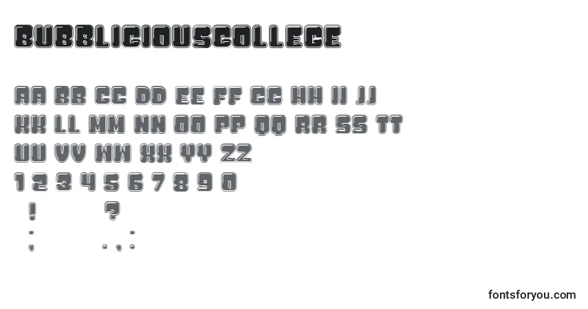 BubbliciousCollege-fontti – aakkoset, numerot, erikoismerkit
