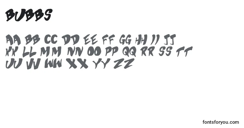 Czcionka BUBBS    (122361) – alfabet, cyfry, specjalne znaki
