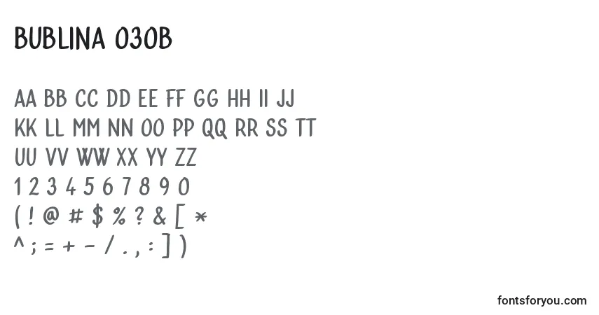 Bublina 030b-fontti – aakkoset, numerot, erikoismerkit