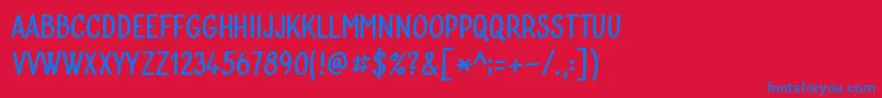 フォントBublina 030b – 赤い背景に青い文字