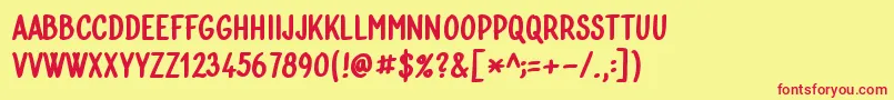 Bublina 030k Font – Red Fonts on Yellow Background