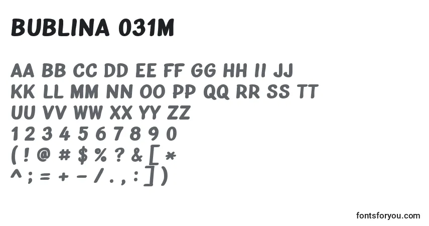 A fonte Bublina 031m – alfabeto, números, caracteres especiais