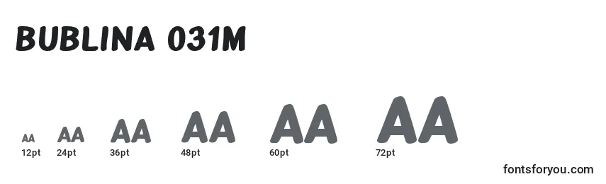 Размеры шрифта Bublina 031m