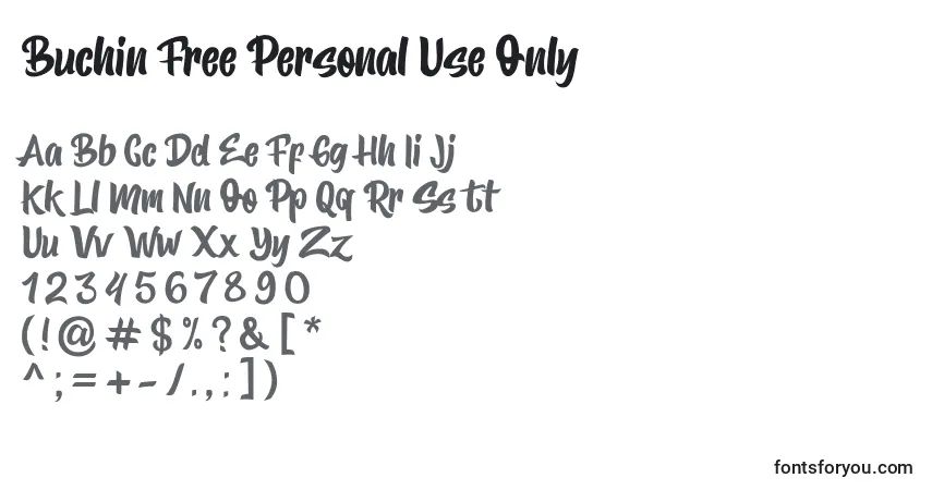 Шрифт Buchin Free Personal Use Only – алфавит, цифры, специальные символы