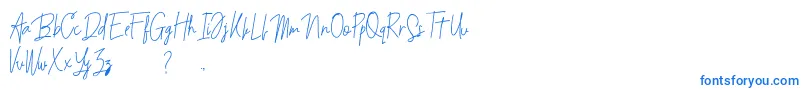 Budaphest-Schriftart – Blaue Schriften auf weißem Hintergrund