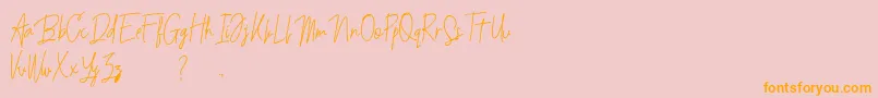 Budaphest-Schriftart – Orangefarbene Schriften auf rosa Hintergrund