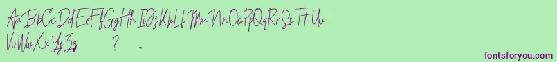 Budaphest-Schriftart – Violette Schriften auf grünem Hintergrund
