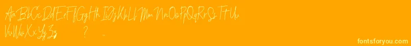 Budaphest-Schriftart – Gelbe Schriften auf orangefarbenem Hintergrund