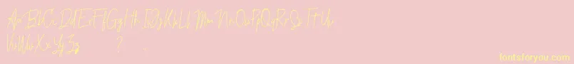 Budaphest-Schriftart – Gelbe Schriften auf rosa Hintergrund