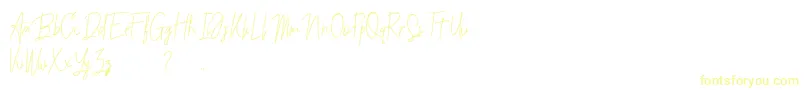 Budaphest-Schriftart – Gelbe Schriften auf weißem Hintergrund
