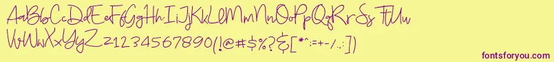 フォントBudayut – 紫色のフォント、黄色の背景
