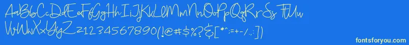 フォントBudayut – 黄色の文字、青い背景