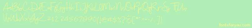 フォントBudayut – 黄色の文字が緑の背景にあります
