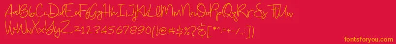 フォントBudayut – 赤い背景にオレンジの文字