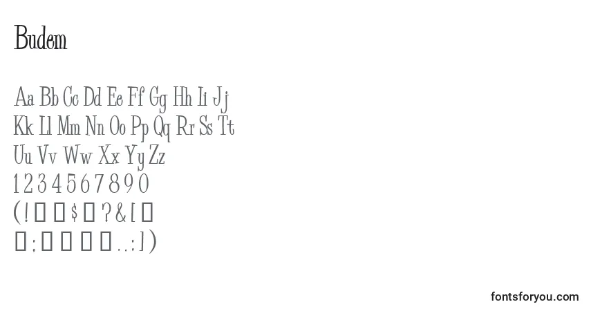 Budem    (122374)-fontti – aakkoset, numerot, erikoismerkit