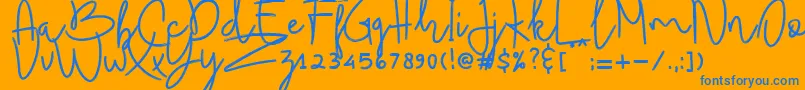 Budhayanti script-Schriftart – Blaue Schriften auf orangefarbenem Hintergrund