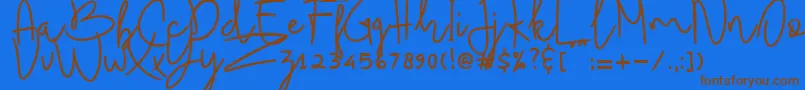 Fonte Budhayanti script – fontes marrons em um fundo azul