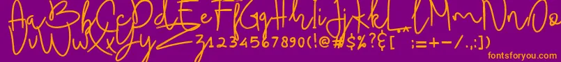 Budhayanti script-fontti – oranssit fontit violetilla taustalla