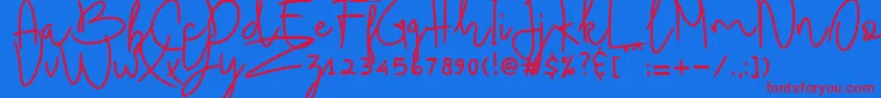 フォントBudhayanti script – 赤い文字の青い背景